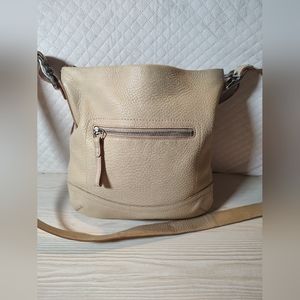 Coach Cream Pebbled Leather Shoulder Bag  w/tassel